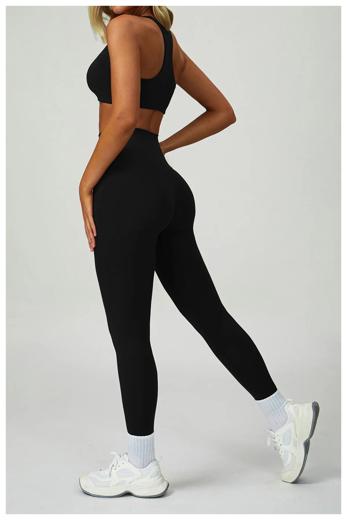 Conjunto de Yoga 2-3 Peças — Leggings ou Calções de Cintura Alta