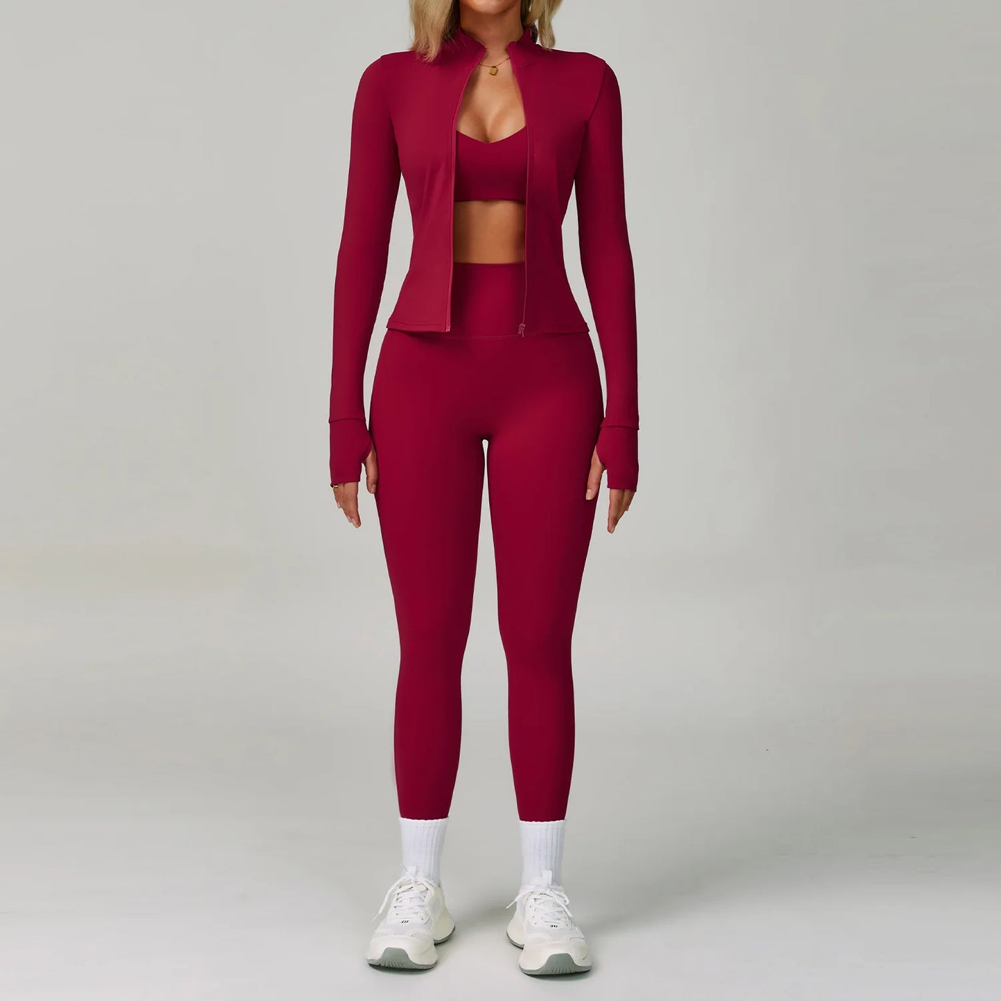 Conjunto de Yoga 2-3 Peças — Leggings ou Calções de Cintura Alta