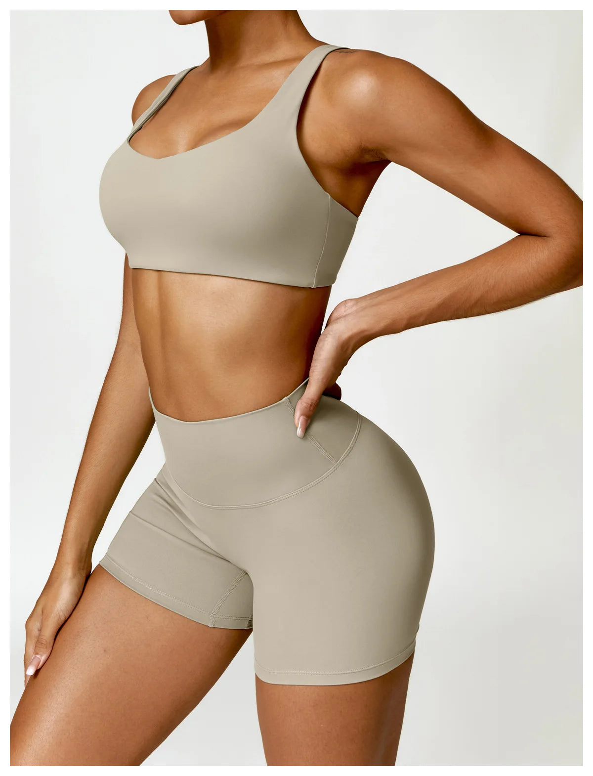 Fato de Treino 2 Peças com Leggings de Ginásio, Top Curto de Manga Comprida