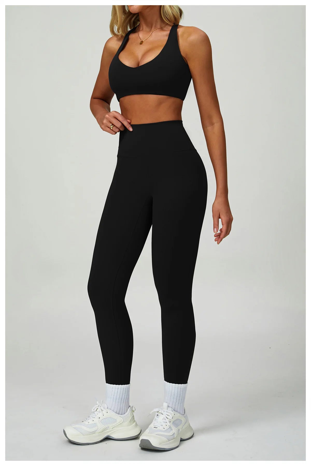 Conjunto de Yoga 2-3 Peças — Leggings ou Calções de Cintura Alta