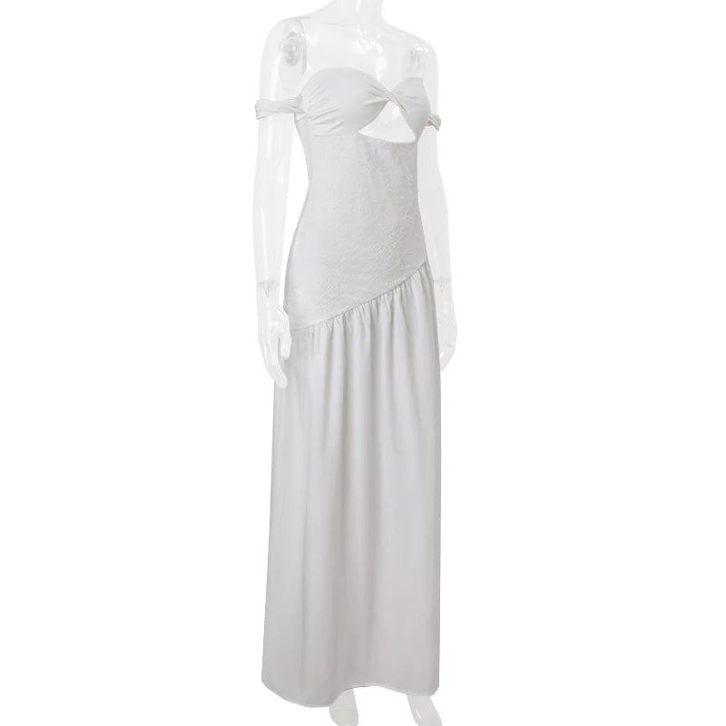 Vestido Sem Alças, Ombros à Mostra , Cintura Subida, Comprido