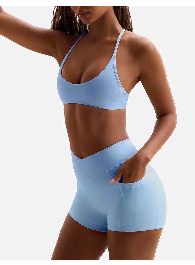 Conjunto de Yoga 2 Peças, Roupa Desportiva , Top e Short