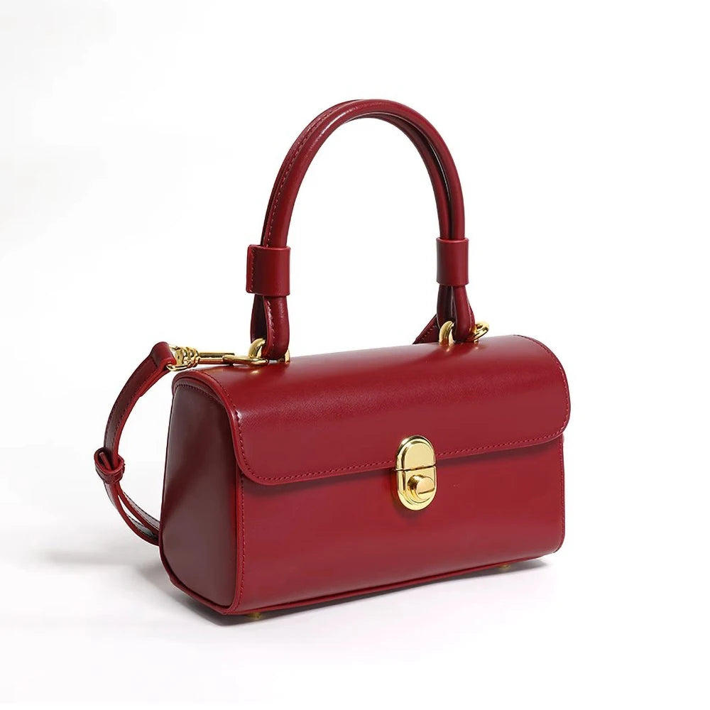Mala Vermelha de Ombro, Estilo Coreano, Elegante e Retrô