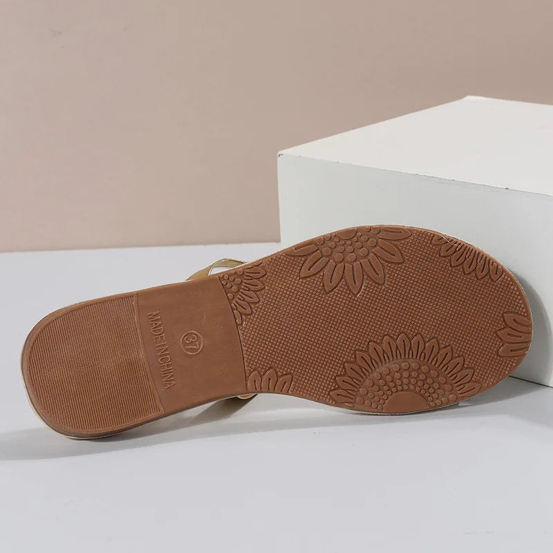 Chinelos , com Flor de Strass, Planos, Tipo “Clip Toe”, Confortáveis