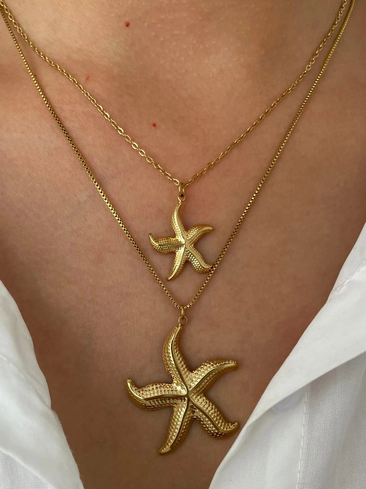 Colar com Pingentes de Estrela-do-mar Dourado