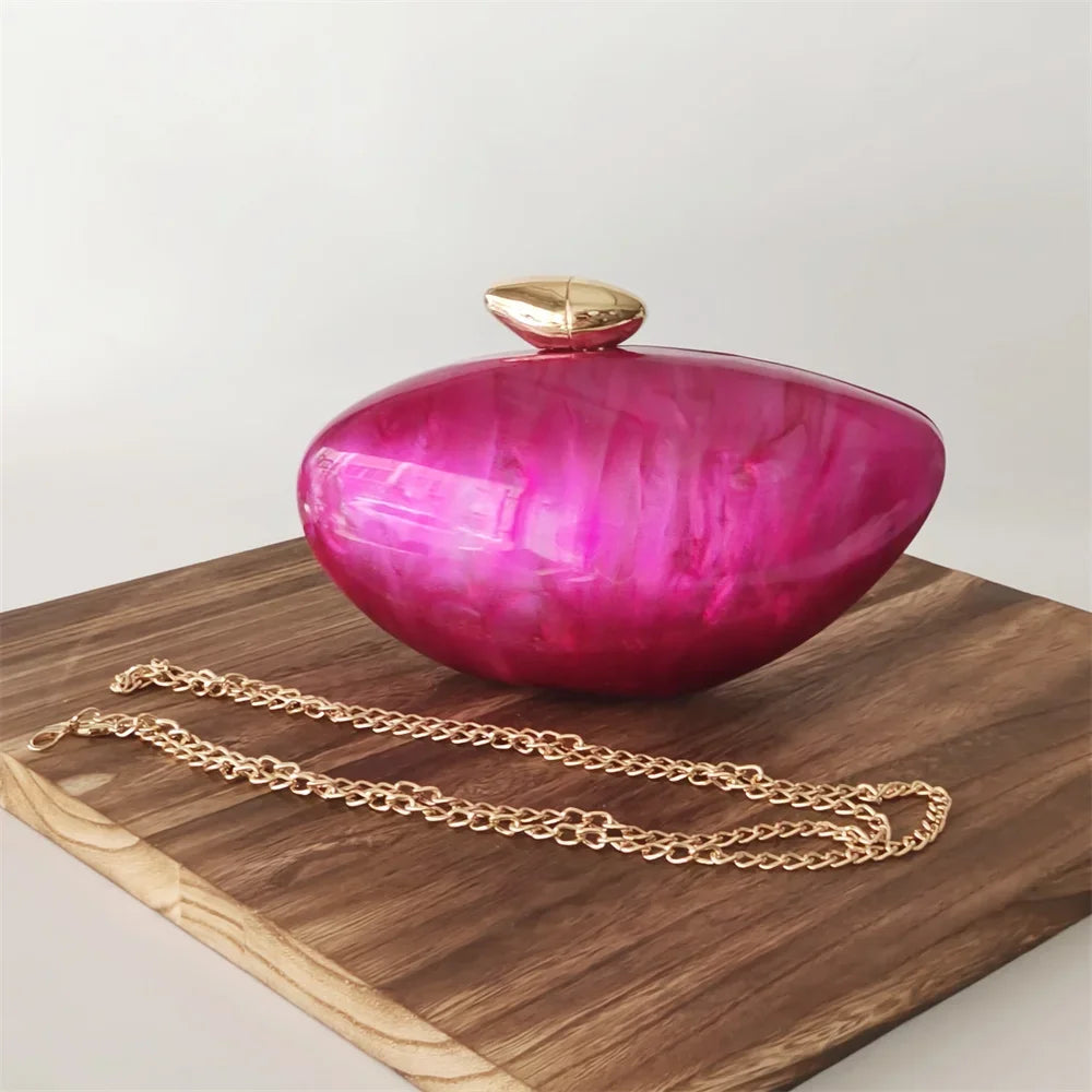 Bolsa de Acrílico com Efeito Mármore Pérolado, Estilo Elegante