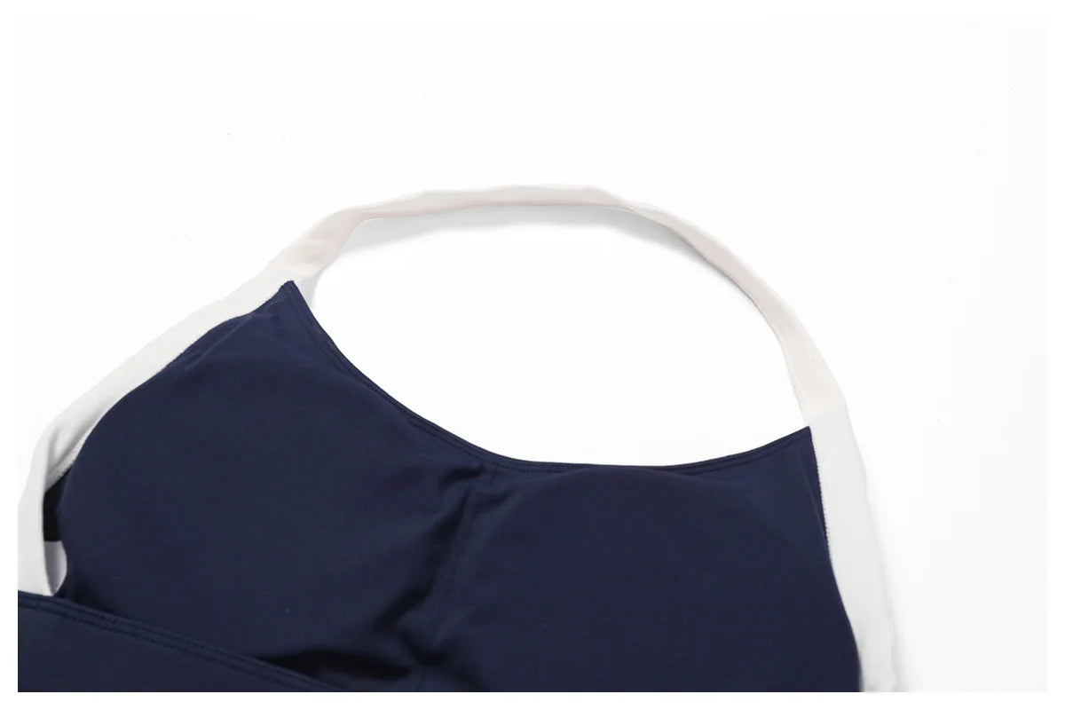 Conjunto de 2 Peças para Ginásio, Sem Costas, com Leggings de Corrida, Top de Fitness
