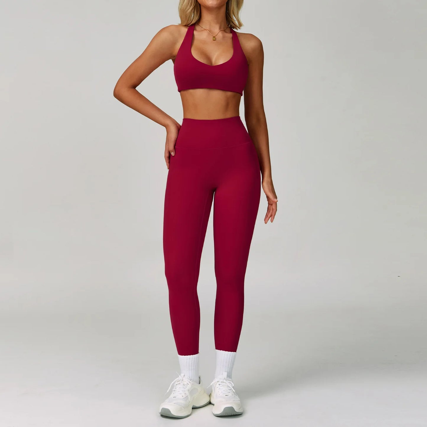Conjunto de Yoga 2-3 Peças — Leggings ou Calções de Cintura Alta
