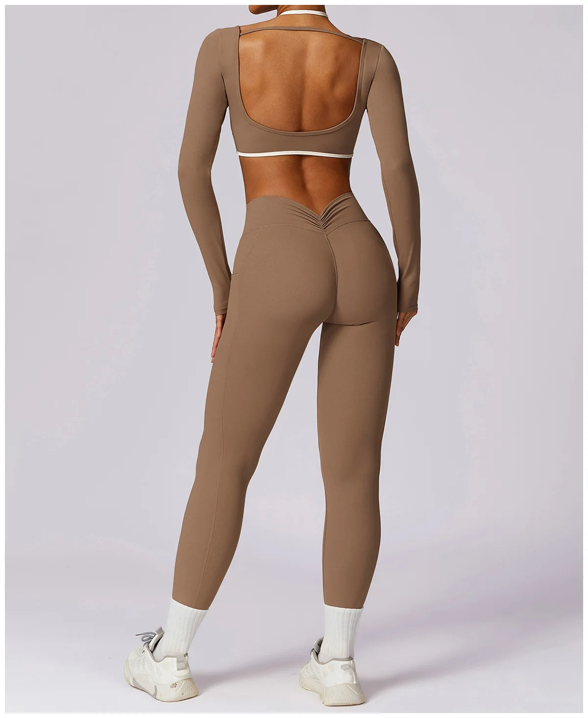 Conjunto de 2 Peças para Ginásio, Sem Costas, com Leggings de Corrida, Top de Fitness