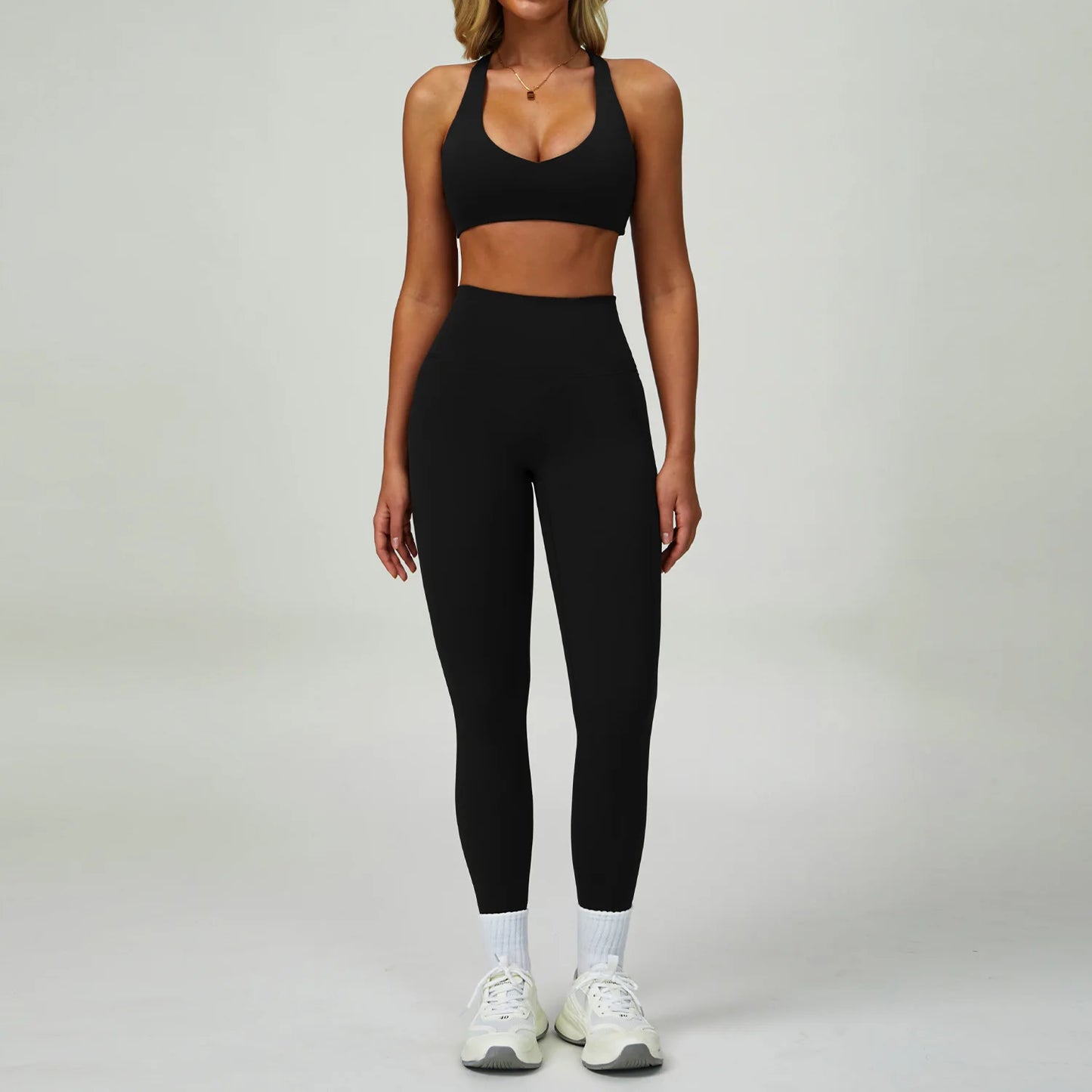 Conjunto de Yoga 2-3 Peças — Leggings ou Calções de Cintura Alta