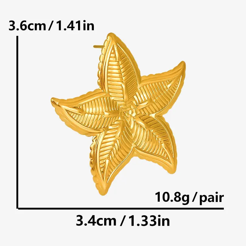 Brincos Dourados design de conchas e Estrelas