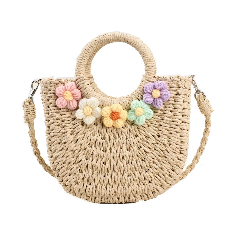 Bolsas de Palha Femininos Verão Feito à Mão Bolsa de Vime