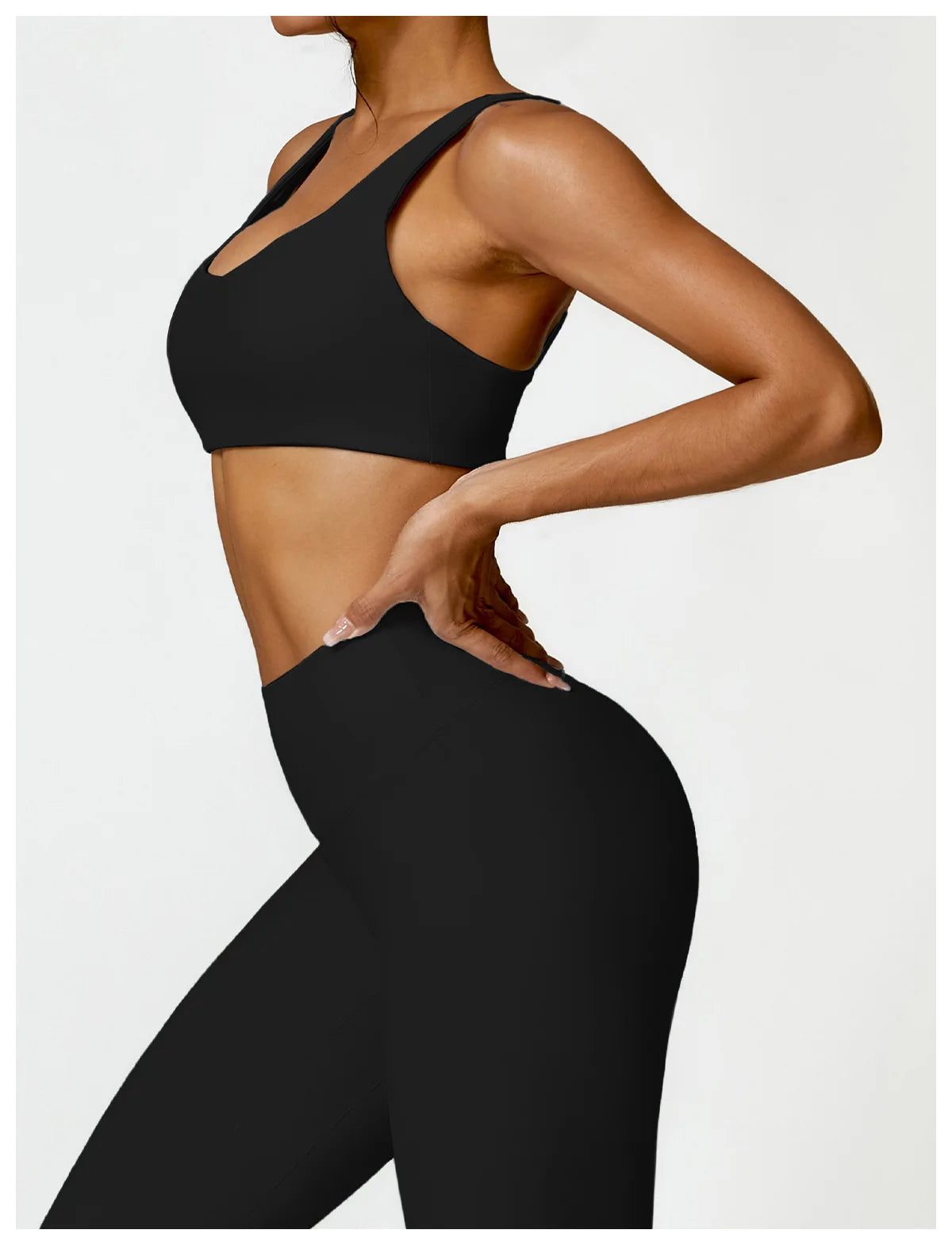 Fato de Treino 2 Peças com Leggings de Ginásio, Top Curto de Manga Comprida