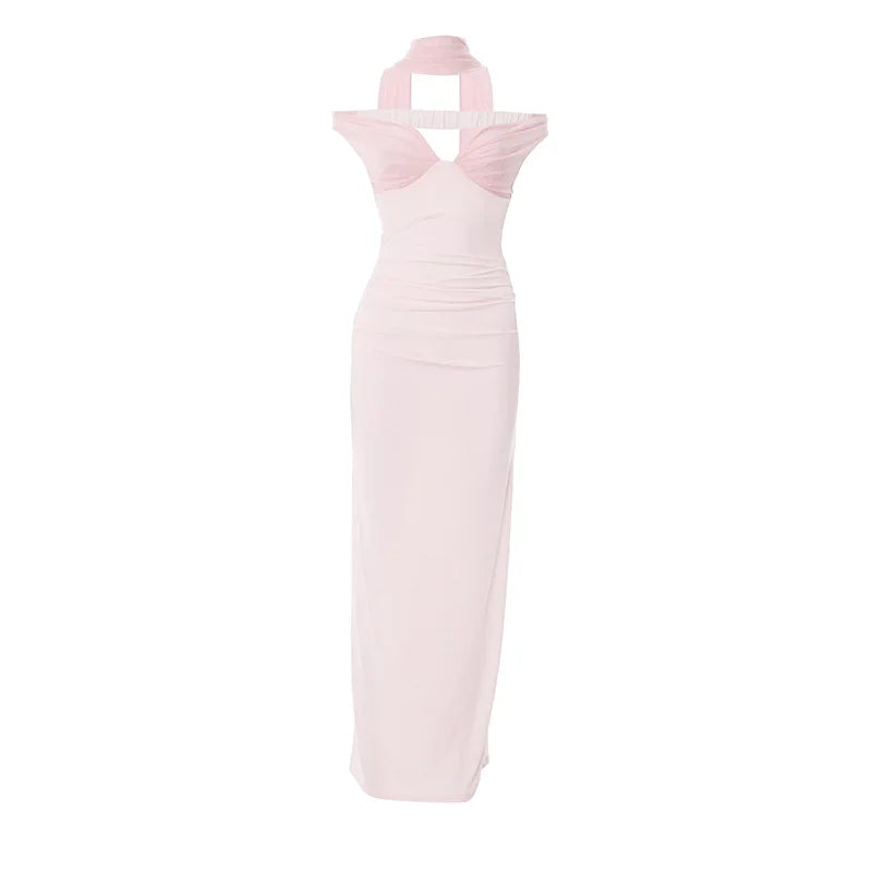 Vestido Justo Longo, Elegante, Ombros Descobertos, Sem Costas, Elegante