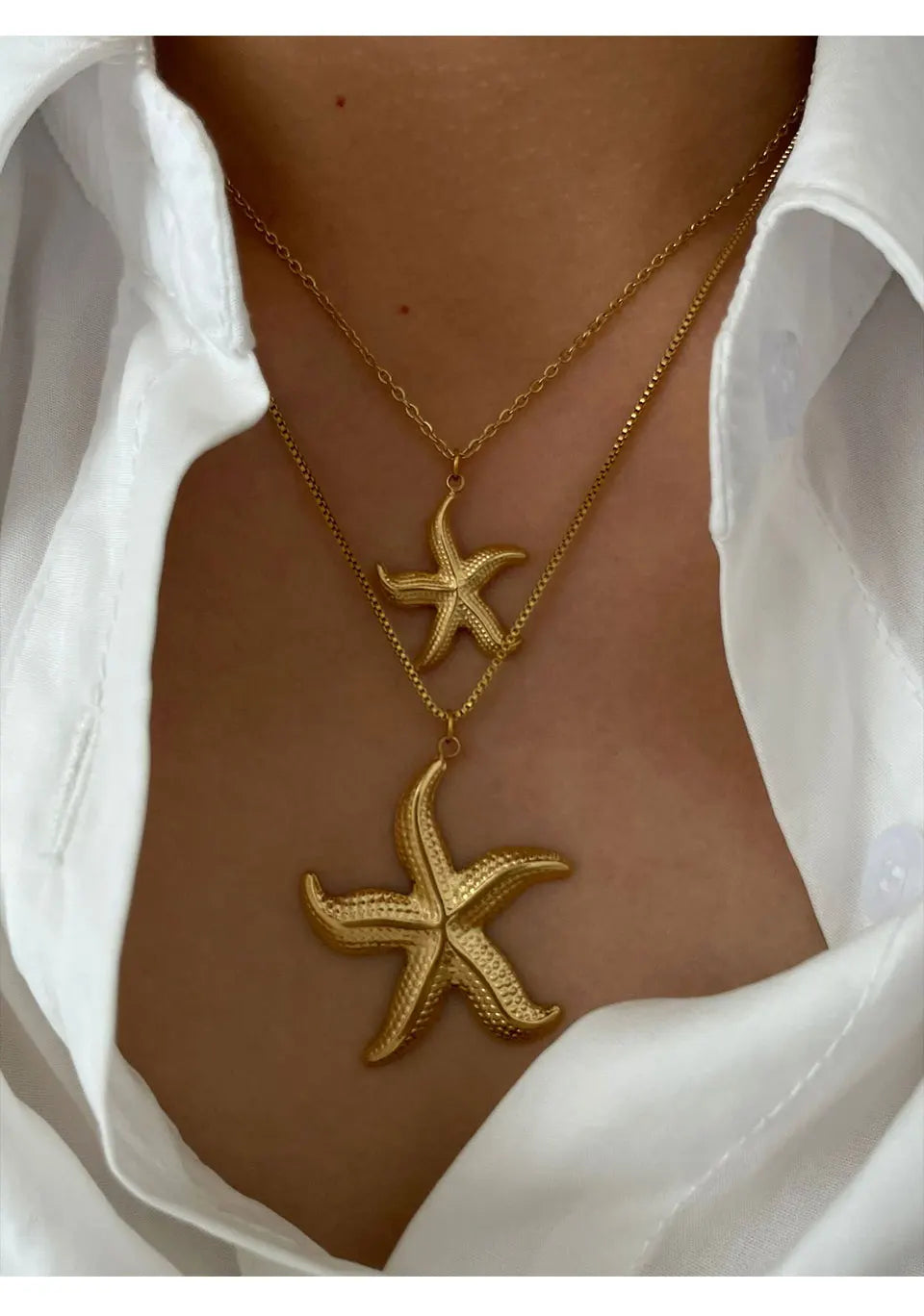 Colar com Pingentes de Estrela-do-mar Dourado