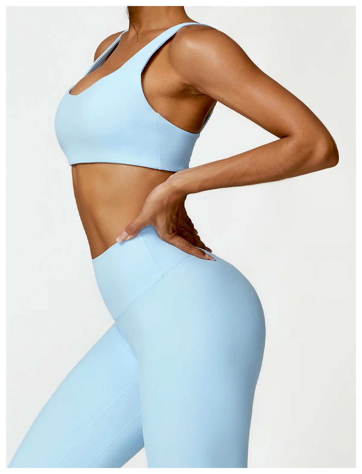 Fato de Treino 2 Peças com Leggings de Ginásio, Top Curto de Manga Comprida