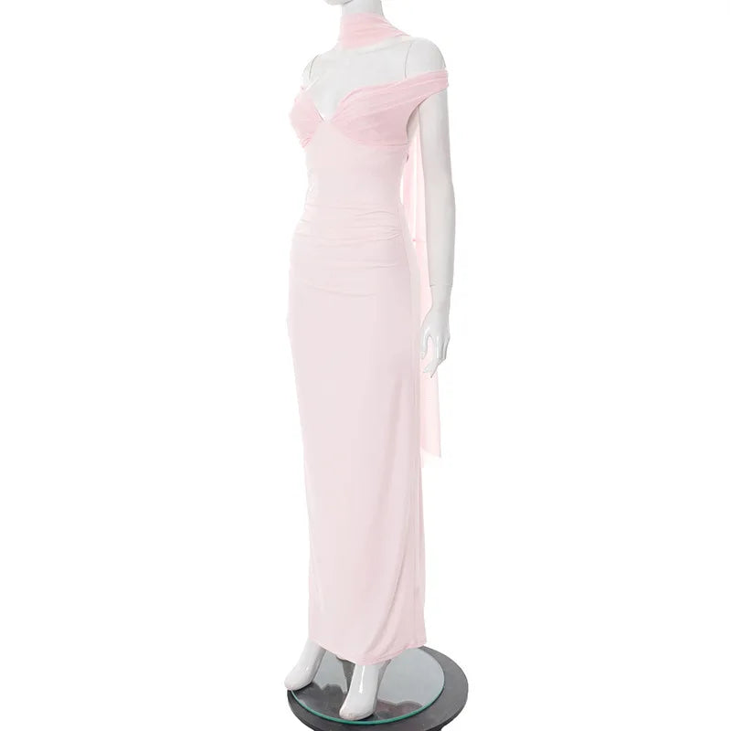 Vestido Justo Longo, Elegante, Ombros Descobertos, Sem Costas, Elegante
