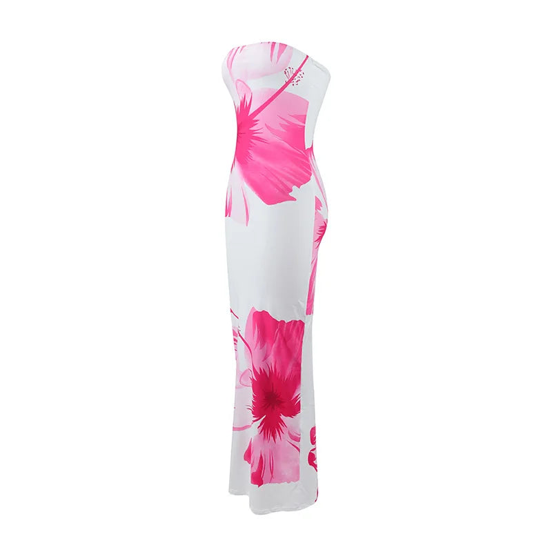 Vestido Comprido Elegante e Sexy, Sem Alças, Estilo Justo