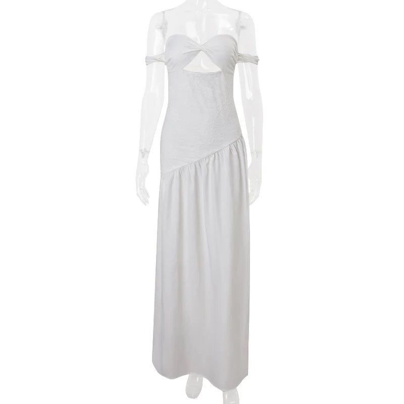 Vestido Sem Alças, Ombros à Mostra , Cintura Subida, Comprido