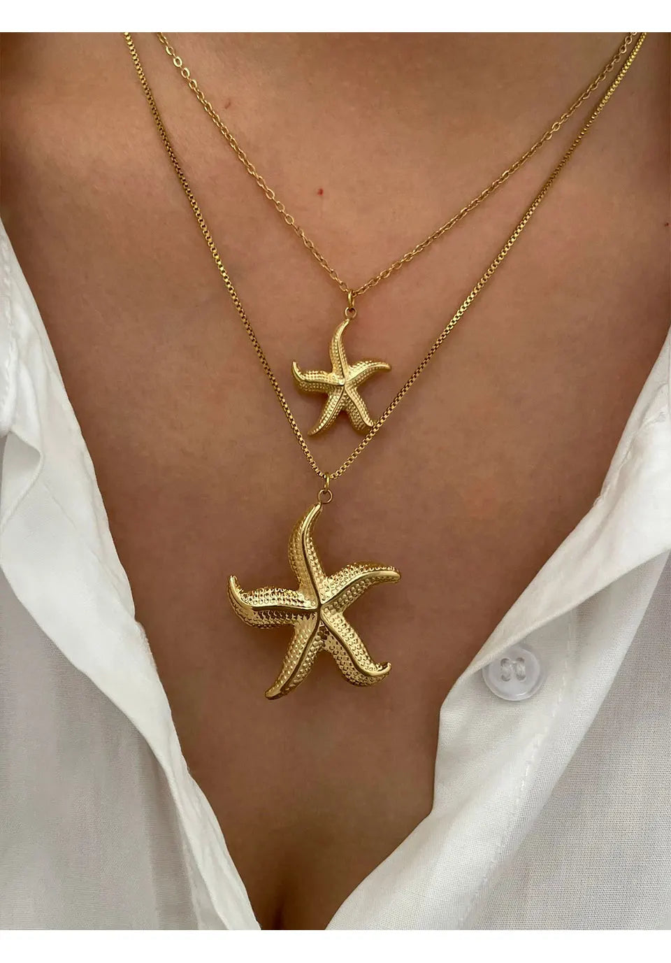 Colar com Pingentes de Estrela-do-mar Dourado