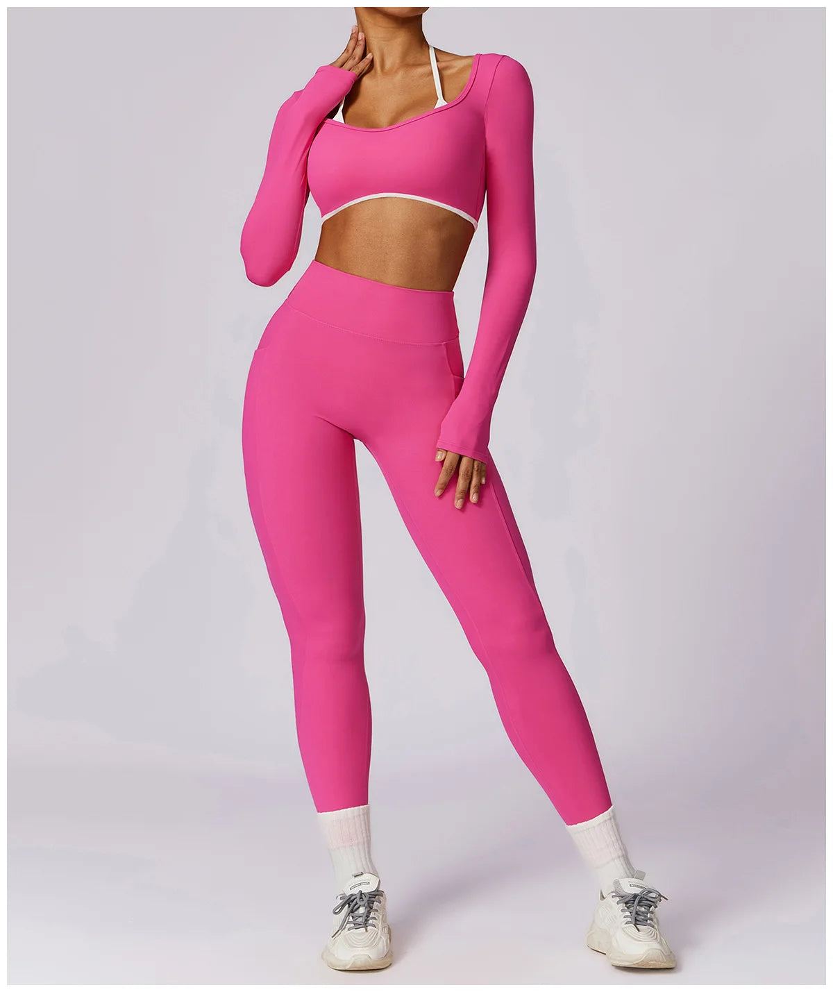 Conjunto de 2 Peças para Ginásio, Sem Costas, com Leggings de Corrida, Top de Fitness