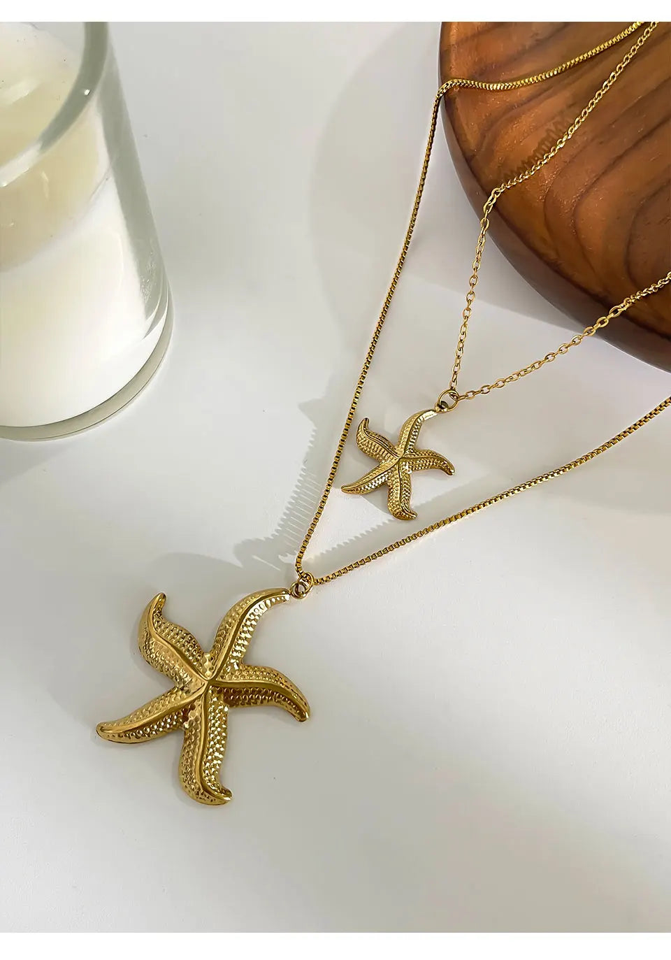 Colar com Pingentes de Estrela-do-mar Dourado