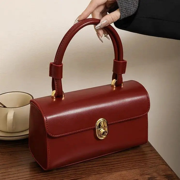 Mala Vermelha de Ombro, Estilo Coreano, Elegante e Retrô