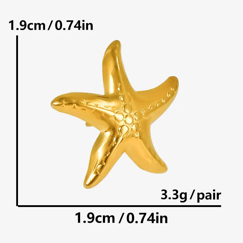 Brincos Dourados design de conchas e Estrelas