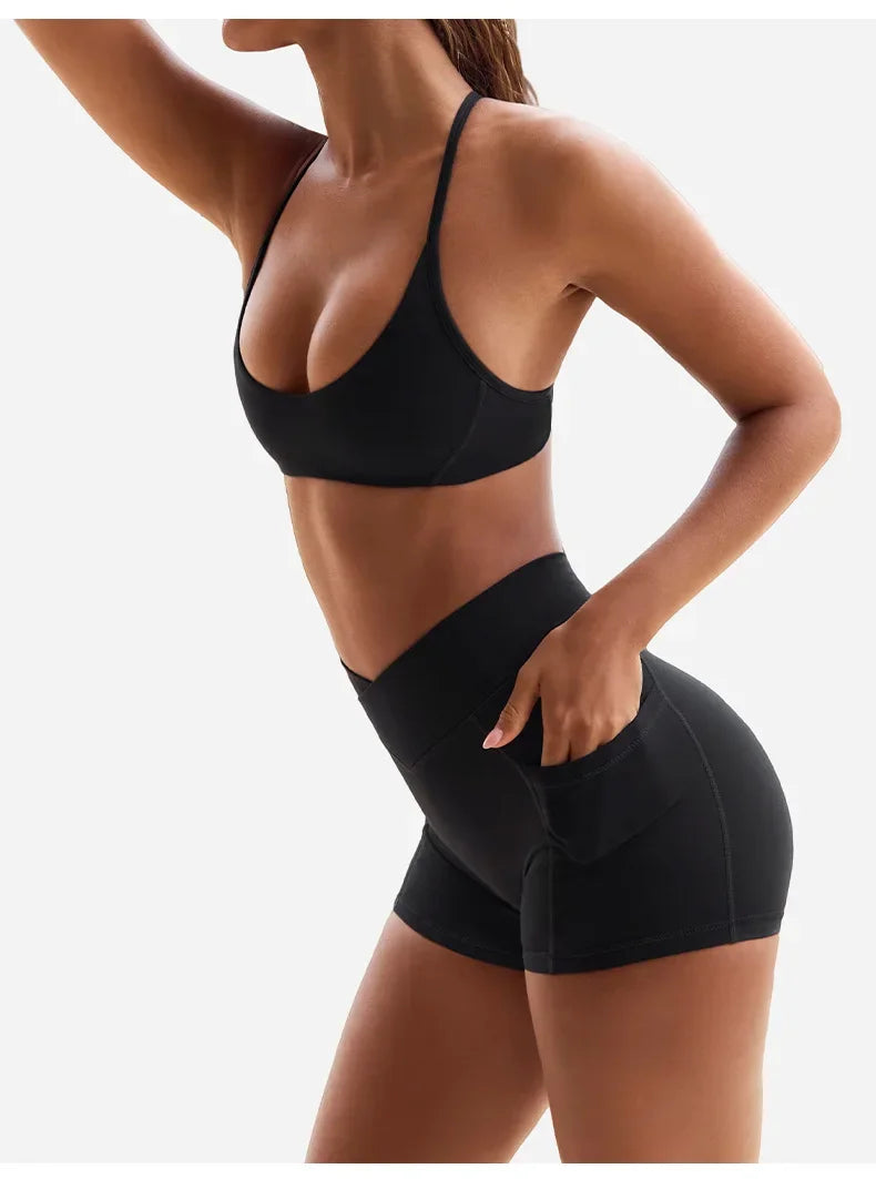 Conjunto de Yoga 2 Peças, Roupa Desportiva , Top e Short