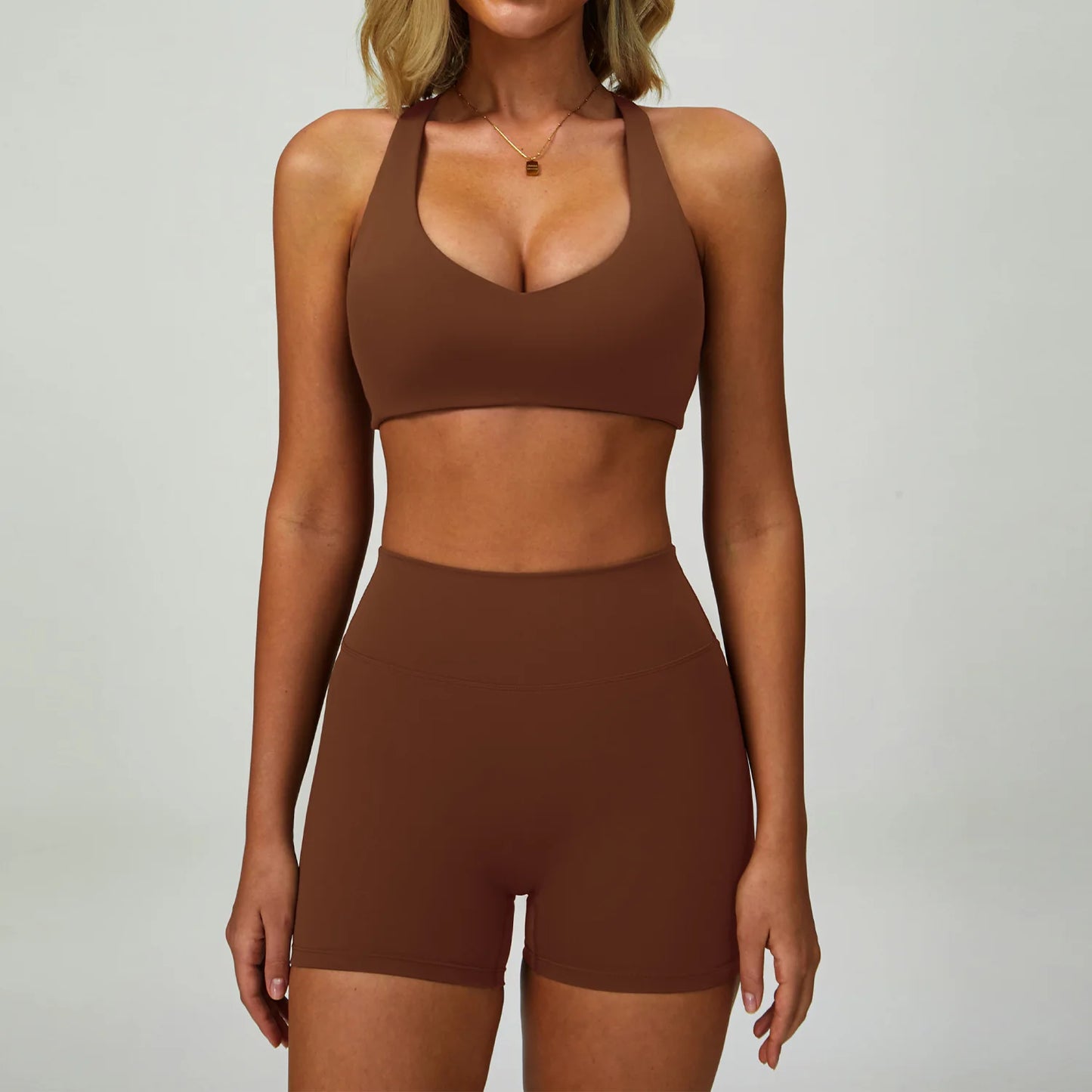 Conjunto de Yoga 2-3 Peças — Leggings ou Calções de Cintura Alta