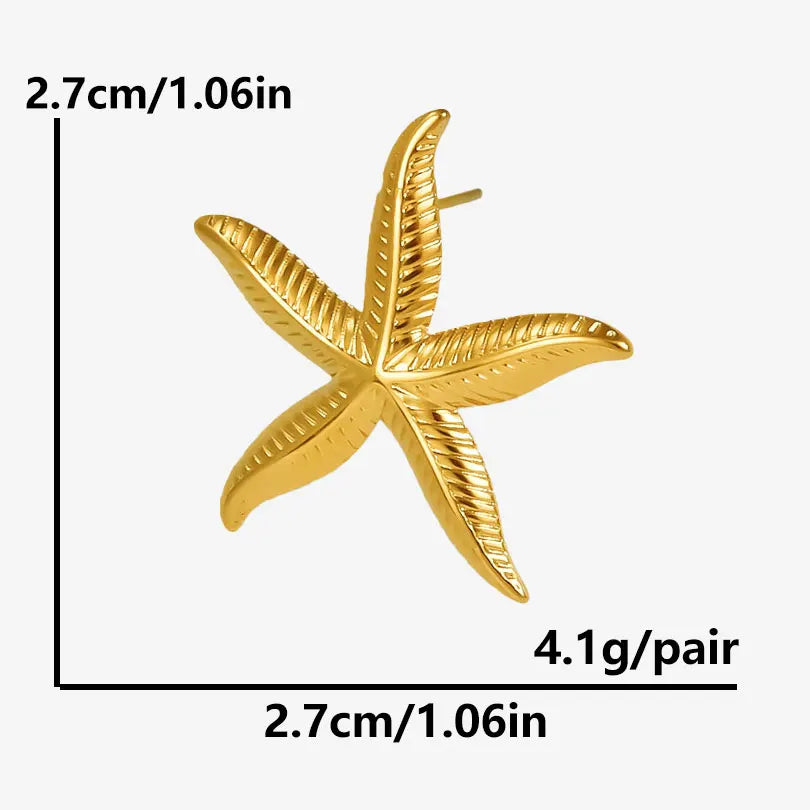 Brincos Dourados design de conchas e Estrelas
