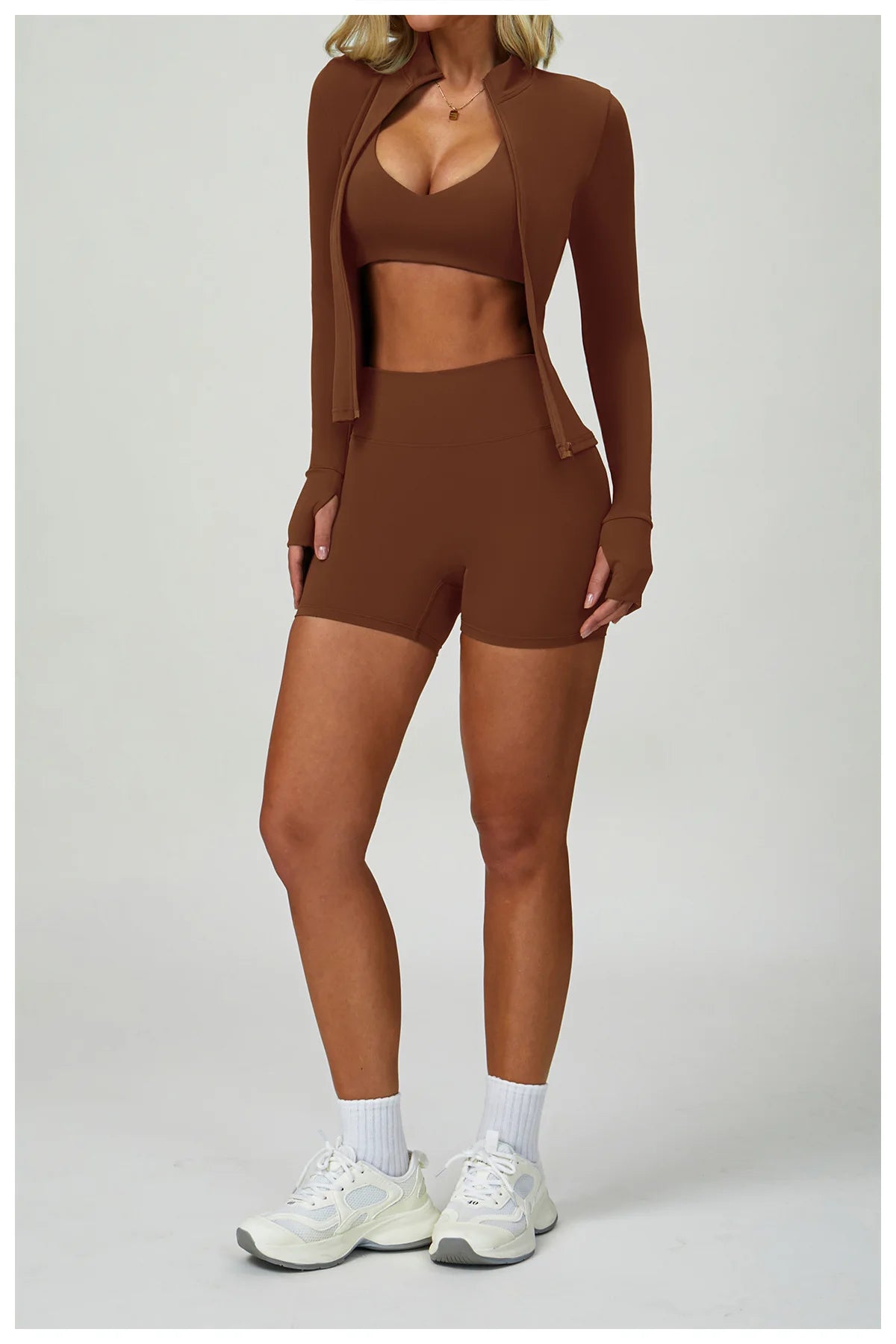 Conjunto de Yoga 2-3 Peças  — Leggings ou Calções de Cintura Alta