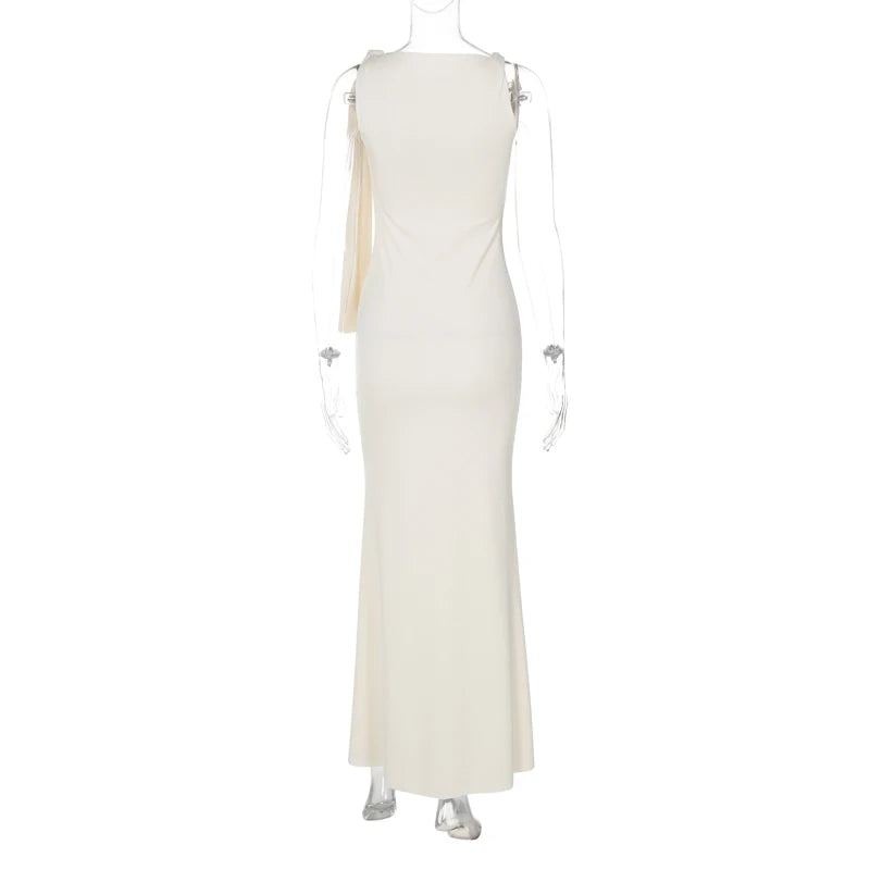Vestido Longo e Justo, com Decote Redondo, Sem Mangas, Sexy e Elegante
