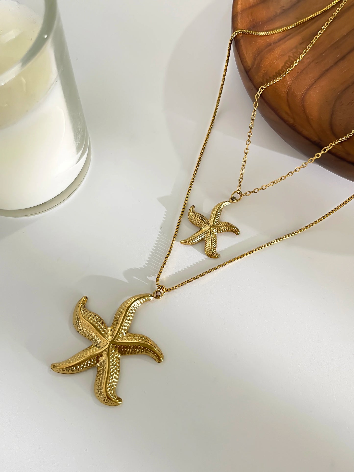 Colar com Pingentes de Estrela-do-mar Dourado