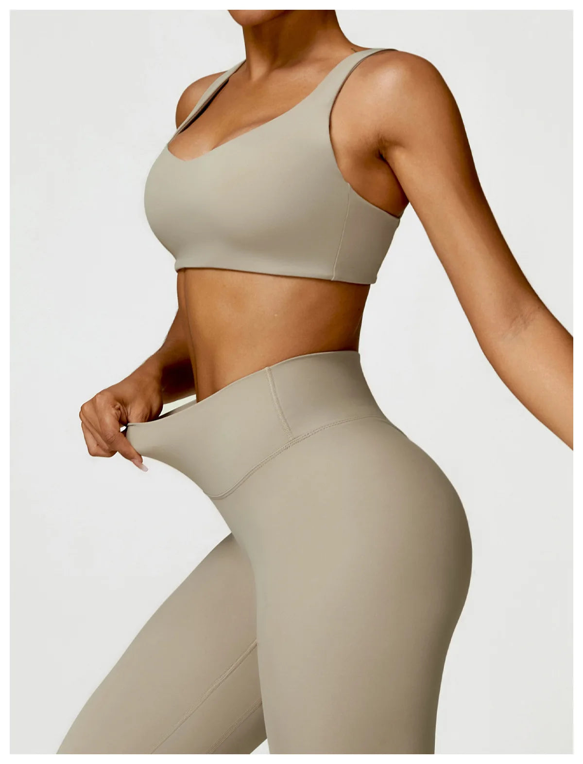 Fato de Treino  2 Peças com Leggings de Ginásio, Top Curto de Manga Comprida