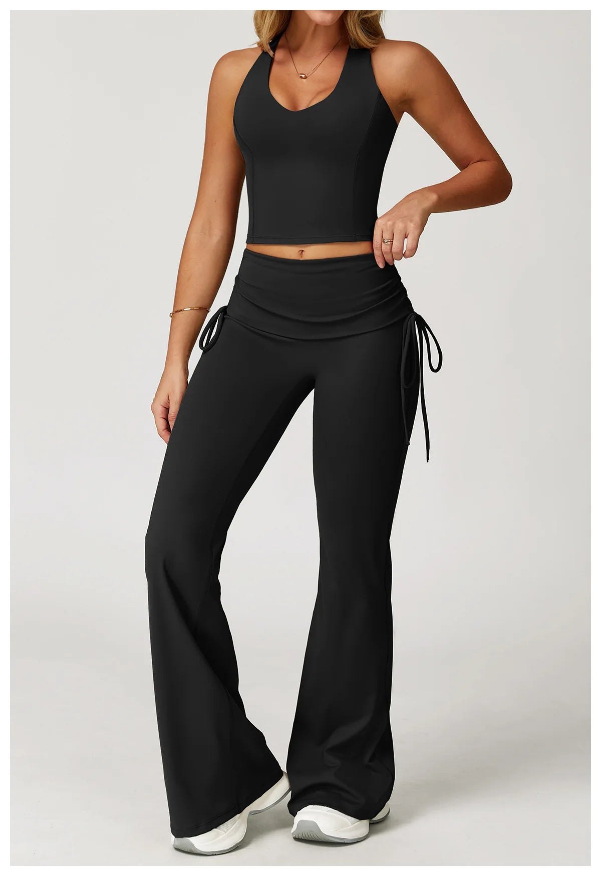 Conjunto de Yoga 2 Peças com Leggings de Cintura Alta, Sutiã Desportivo