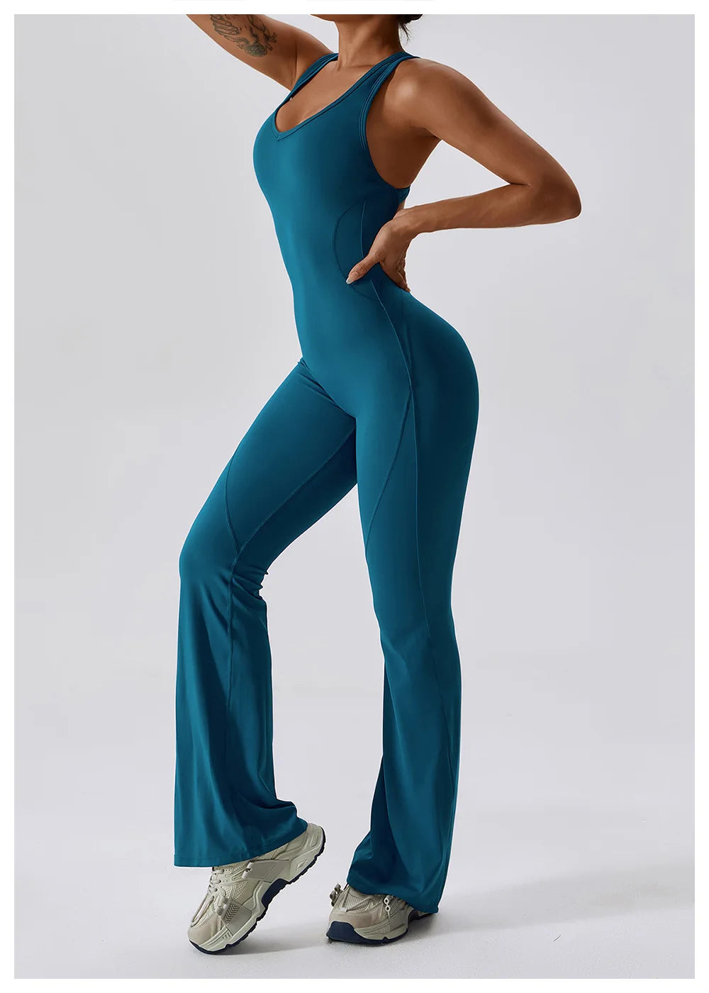 Macacão de Yoga Liso Levanta Glúteos Roupa Desportiva