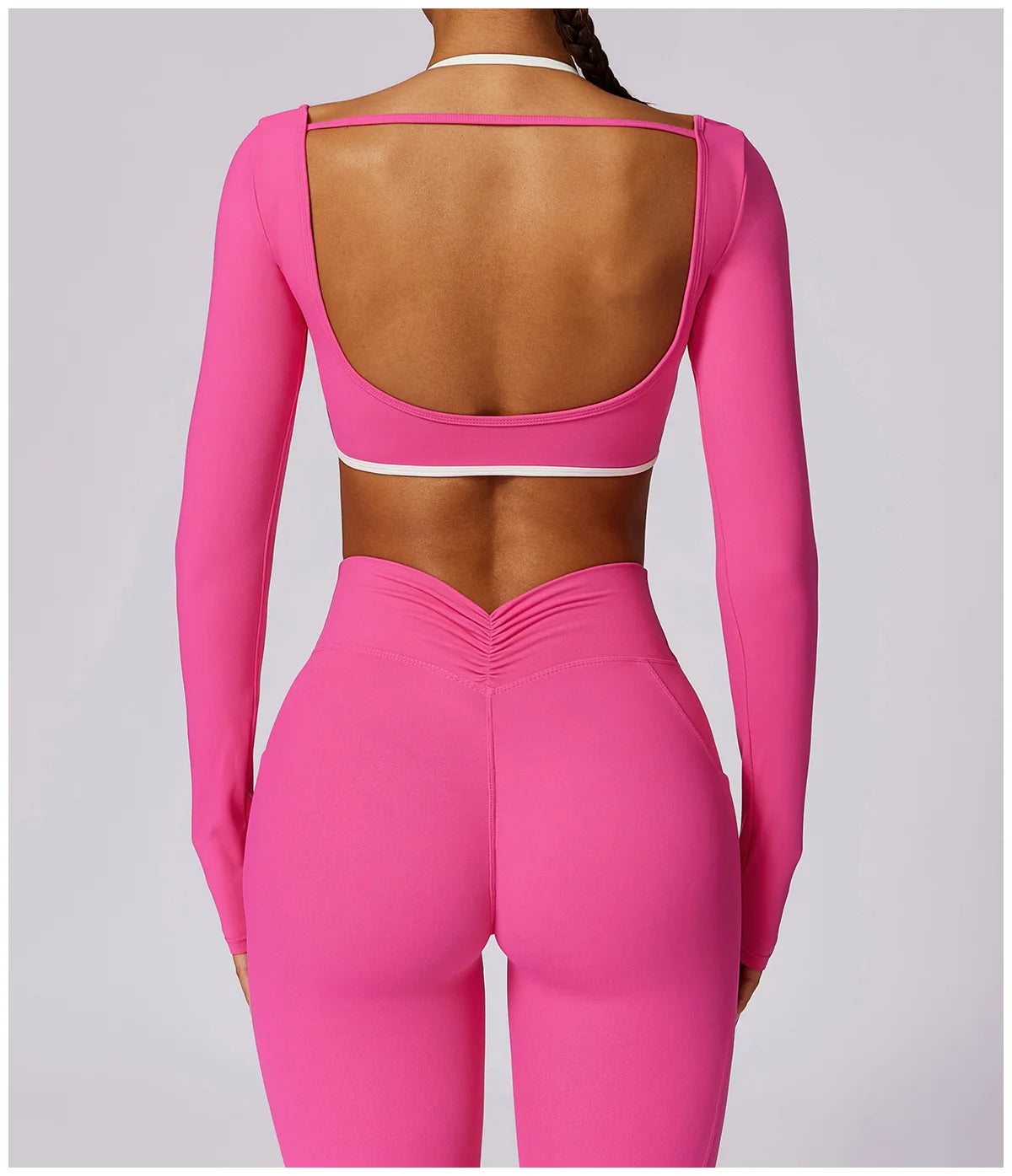 Conjunto de 2 Peças para Ginásio, Sem Costas, com Leggings de Corrida, Top de Fitness