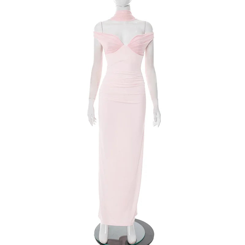 Vestido Justo Longo, Elegante, Ombros Descobertos, Sem Costas, Elegante