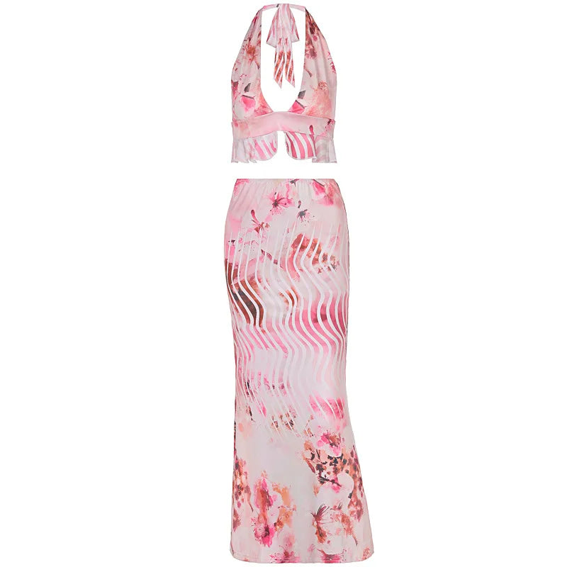Conjunto Sexy, Top Halter Estampado Floral, Sexy