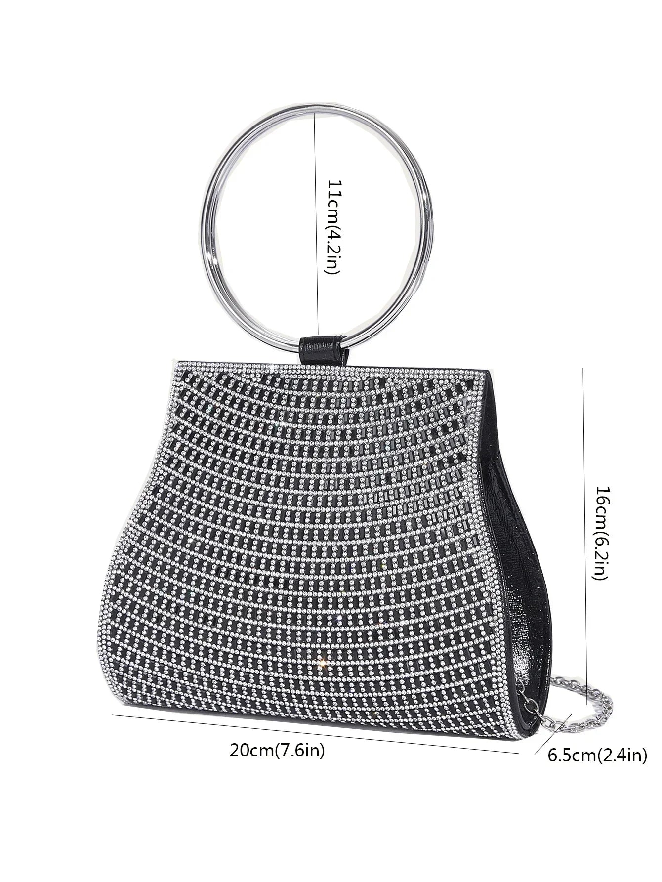 Mala com Alça de Corrente, Bolsa de Ombro Brilhante