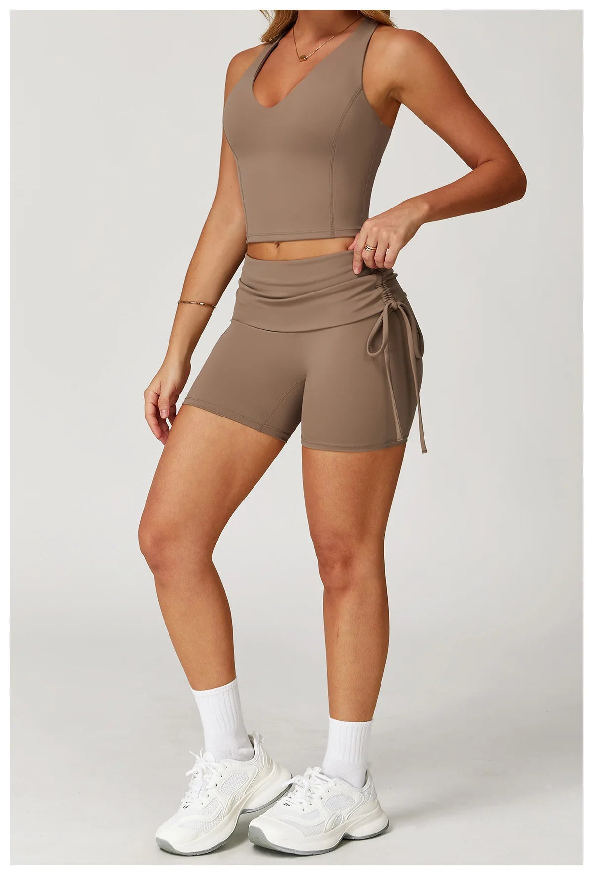 Conjunto de Yoga 2 Peças com Leggings de Cintura Alta, Sutiã Desportivo