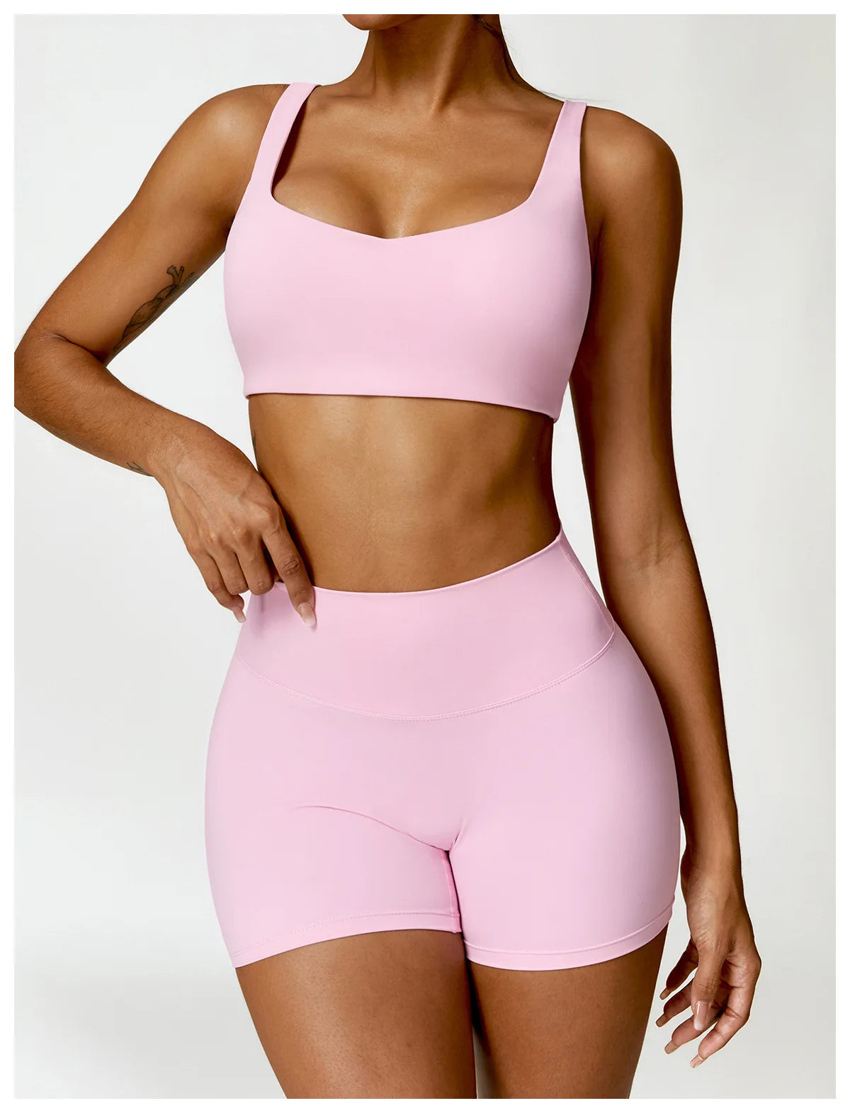 Fato de Treino  2 Peças com Leggings de Ginásio, Top Curto de Manga Comprida