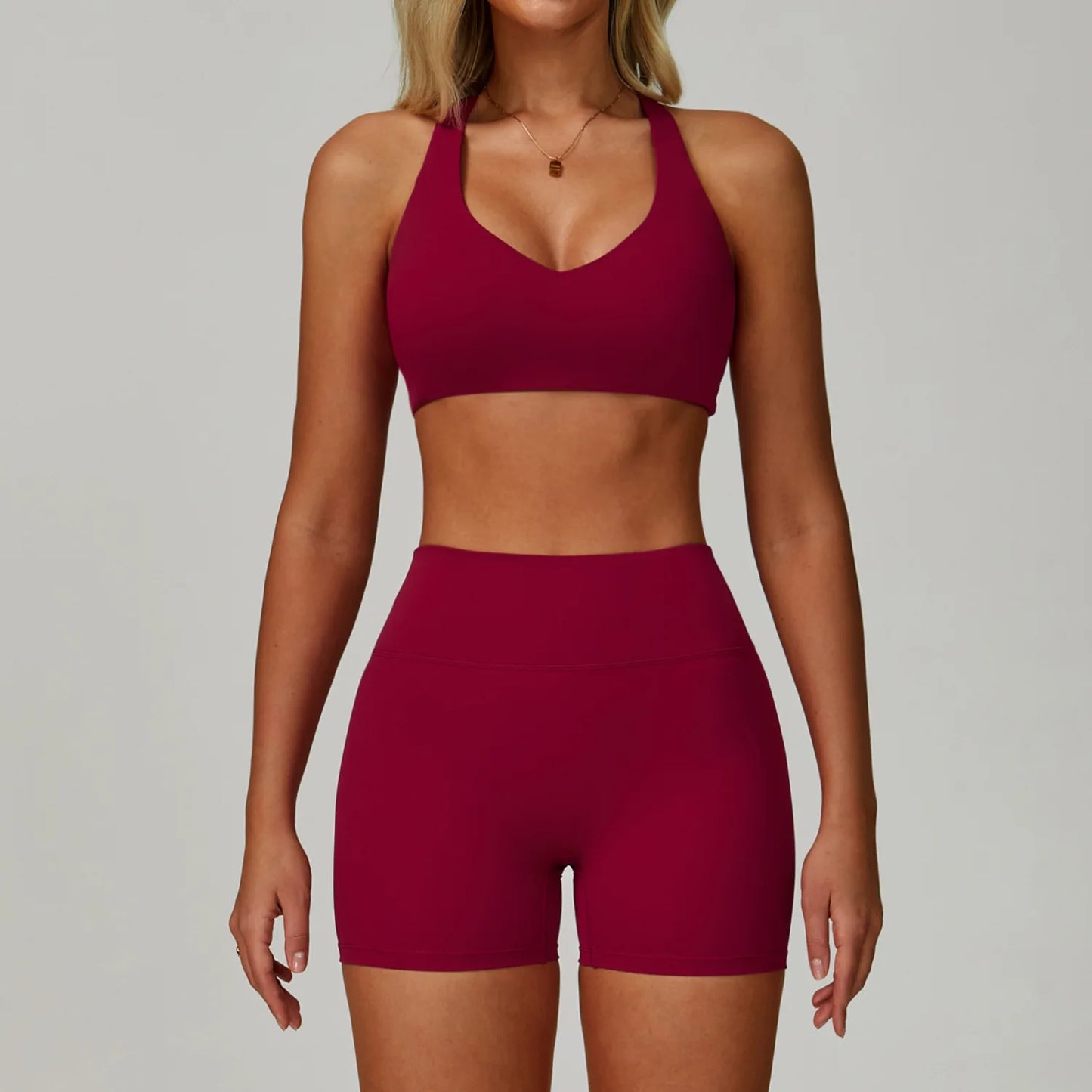 Conjunto de Yoga 2-3 Peças  — Leggings ou Calções de Cintura Alta