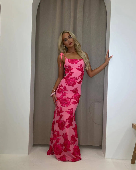 Vestido Longo Florido e Fofo, Alças Finas