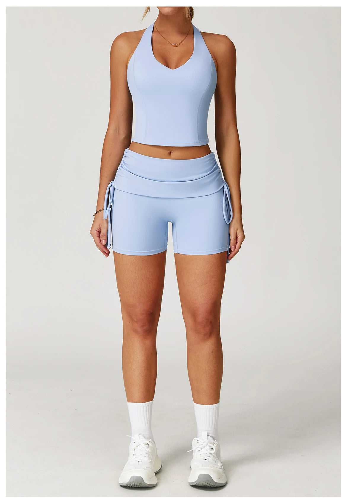Conjunto de Yoga 2 Peças com Leggings de Cintura Alta, Sutiã Desportivo