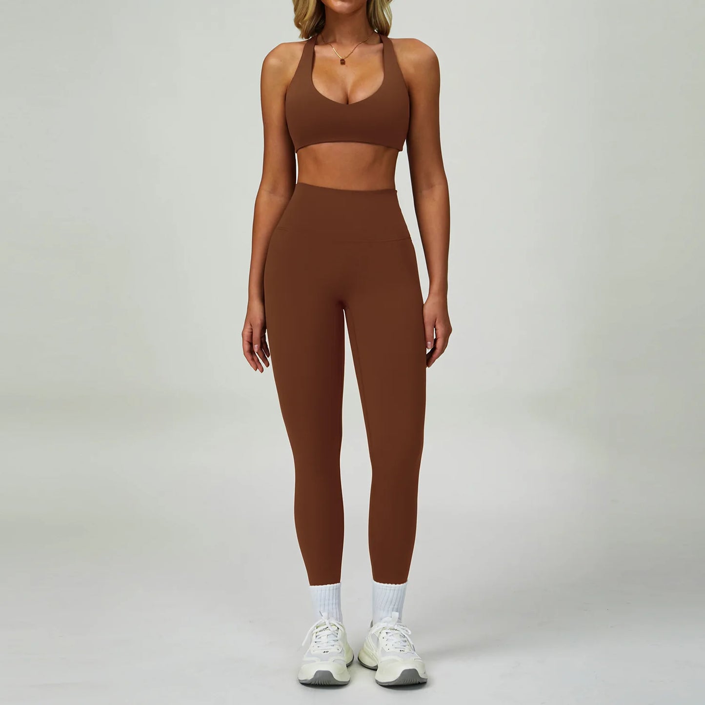 Conjunto de Yoga 2-3 Peças  — Leggings ou Calções de Cintura Alta