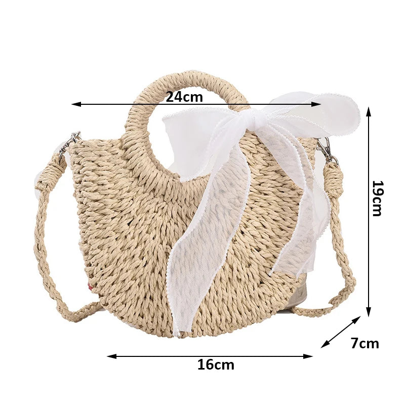 Bolsas de Palha Femininos Verão Feito à Mão Bolsa de Vime
