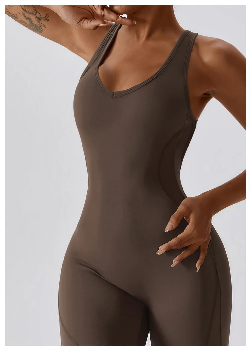 Macacão de Yoga Liso Levanta Glúteos Roupa Desportiva