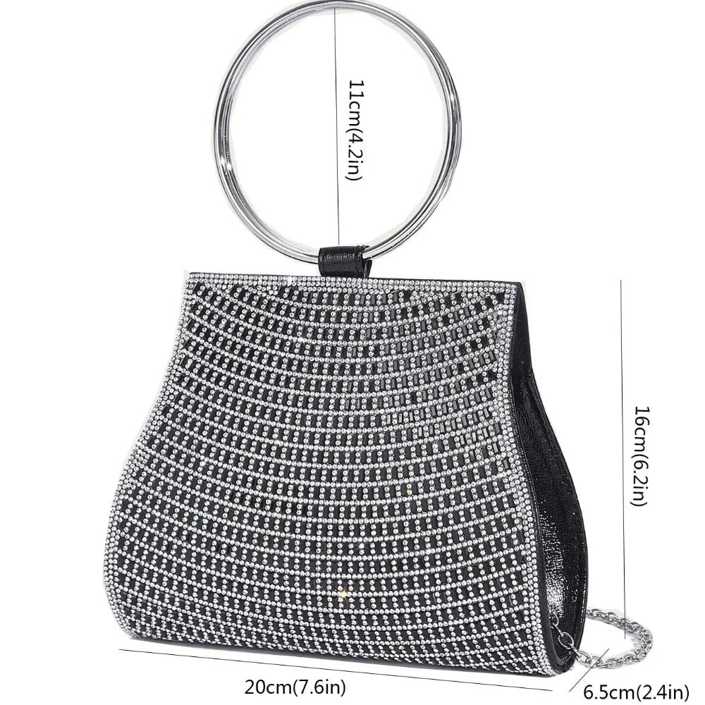 Mala com Alça de Corrente, Bolsa de Ombro Brilhante